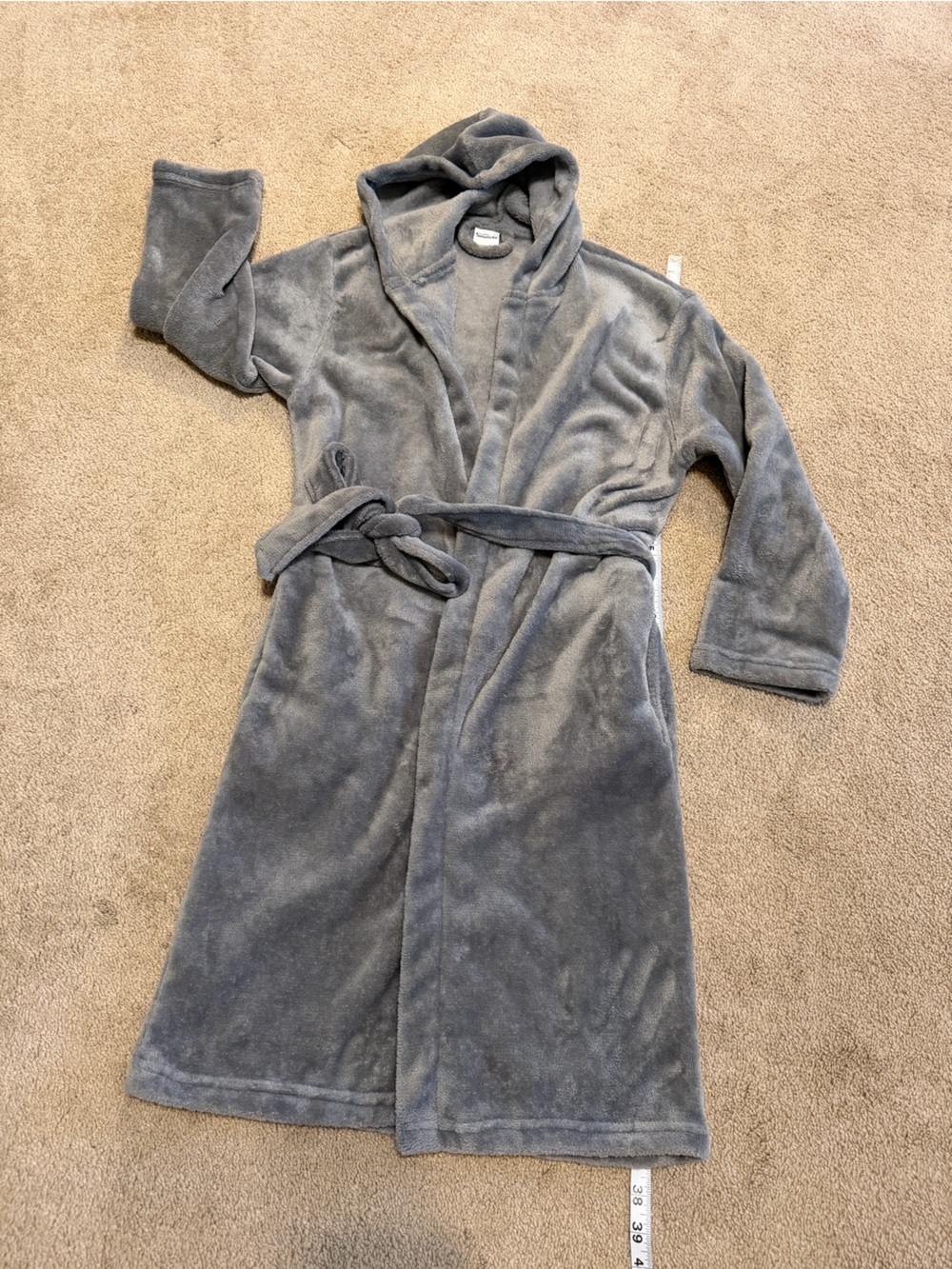 Simplicity Kids Plush Hooded Bath Robe in Gray